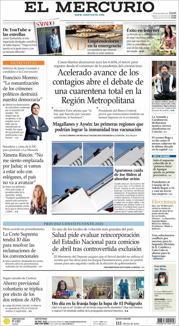Portada de El Mercurio (Chile)