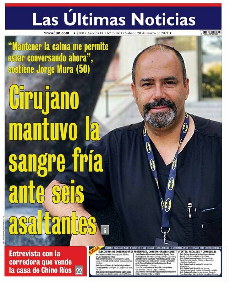 Portada de Las Últimas Noticias (Chile)