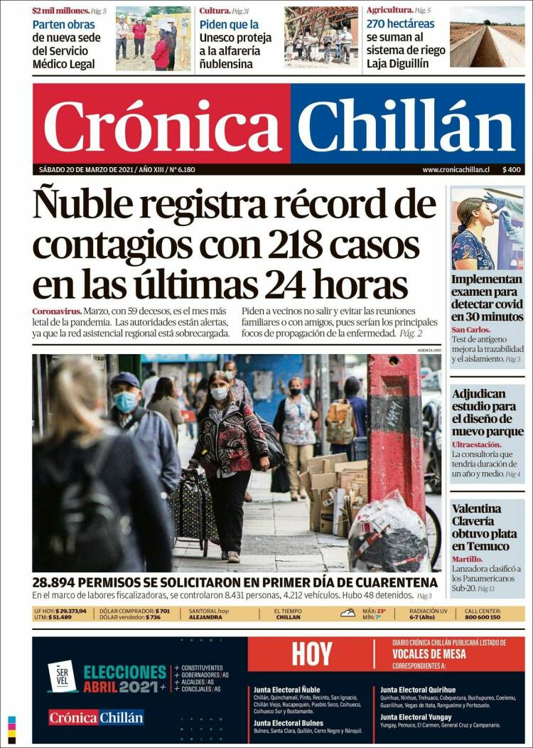 Portada de Crónica Chillán (Chile)