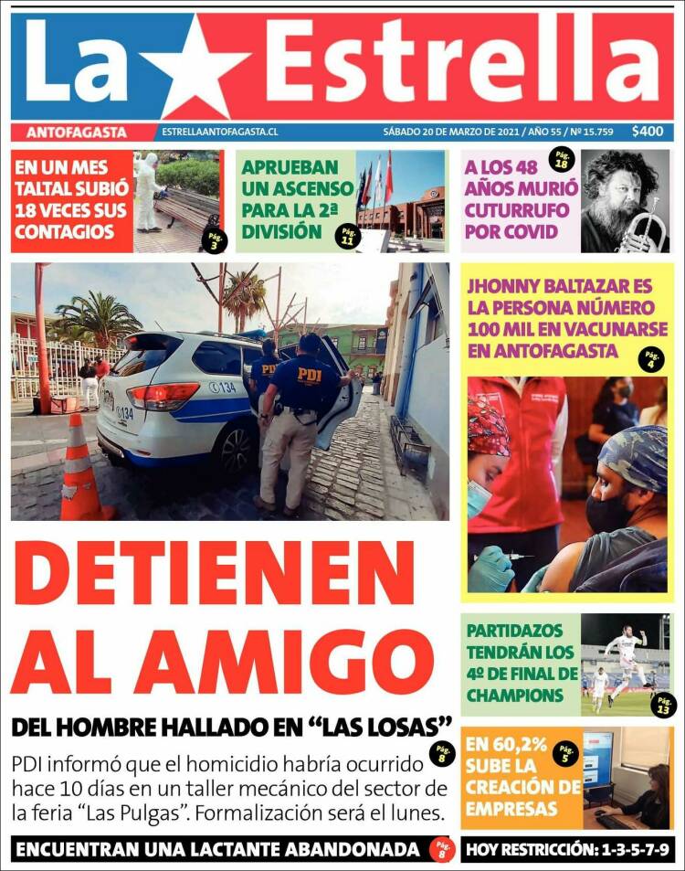 Portada de La Estrella del Norte (Chile)