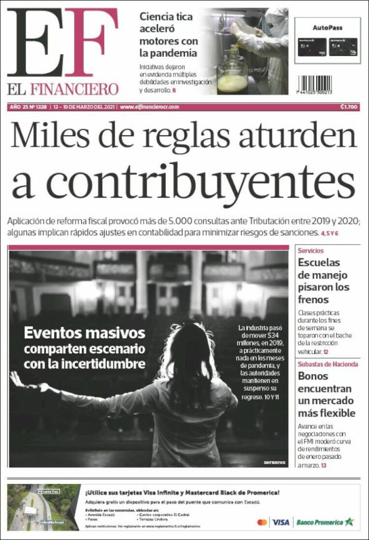 Portada de El Financiero (Costa Rica)