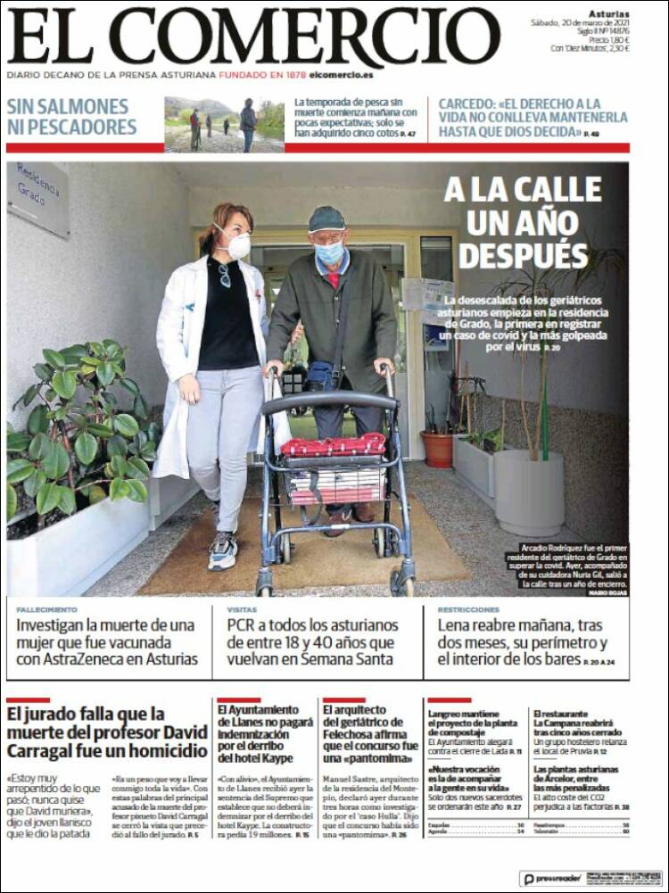 Portada de El Comercio (Espa&ntilde;a)