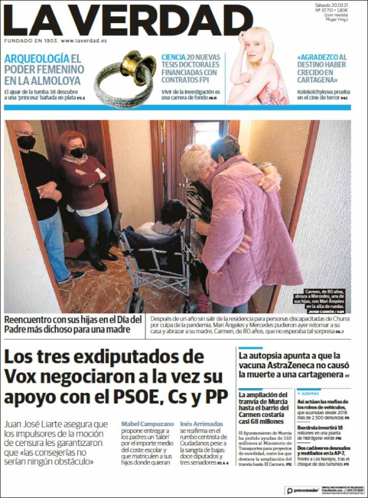 Portada de La Verdad de Murcia (Espa&ntilde;a)