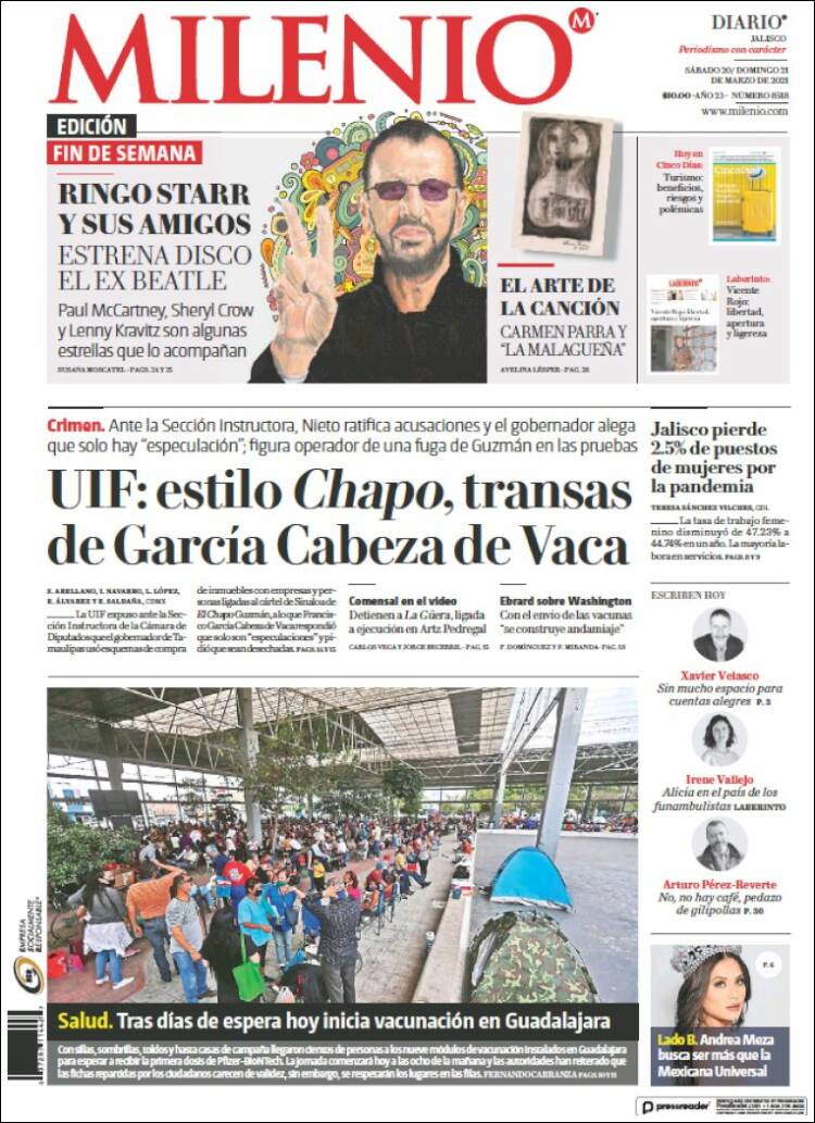 Portada de Milenio - Jalisco (M&eacute;xico)