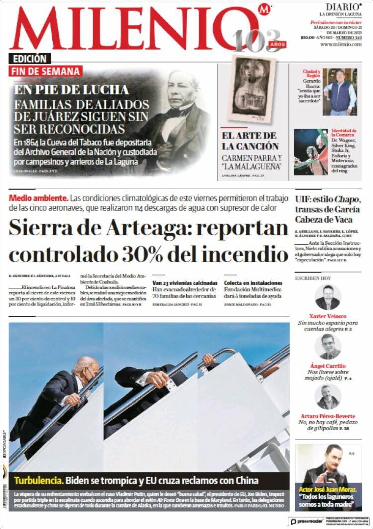Portada de Milenio - Laguna (M&eacute;xico)
