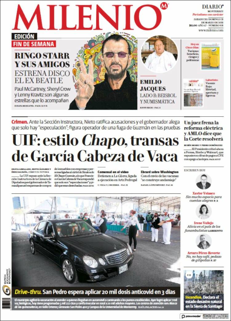 Portada de Milenio de Monterrey (M&eacute;xico)