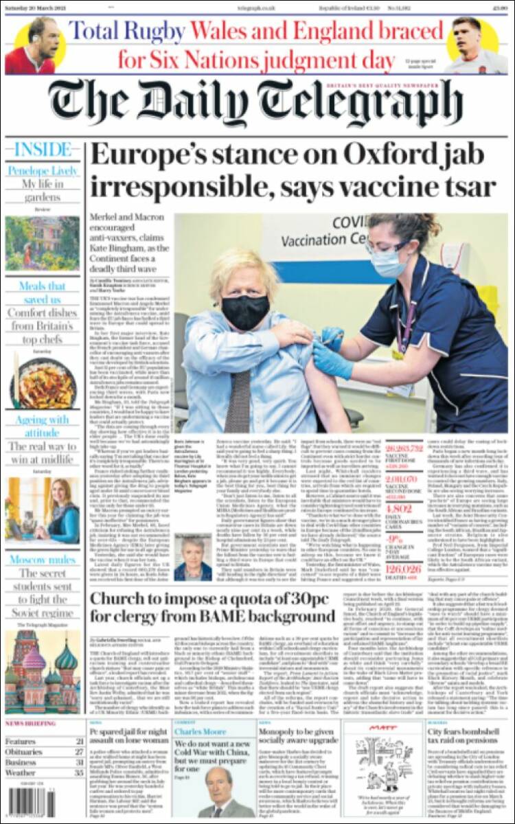 Portada de Daily Telegraph (Reino Unido)