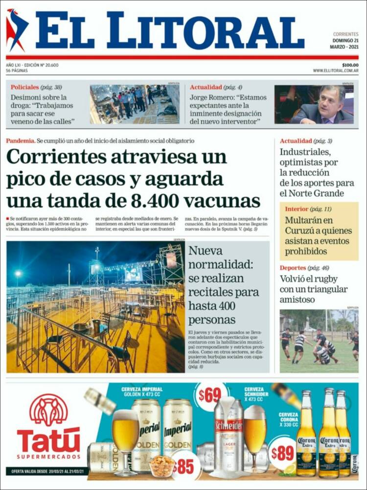 Portada de El Litoral Corrientes (Argentina)