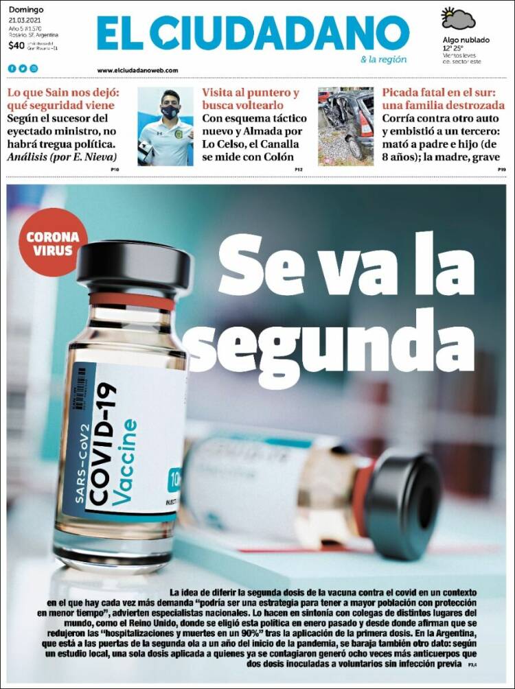 Portada de Diario El Ciudadano (Argentina)