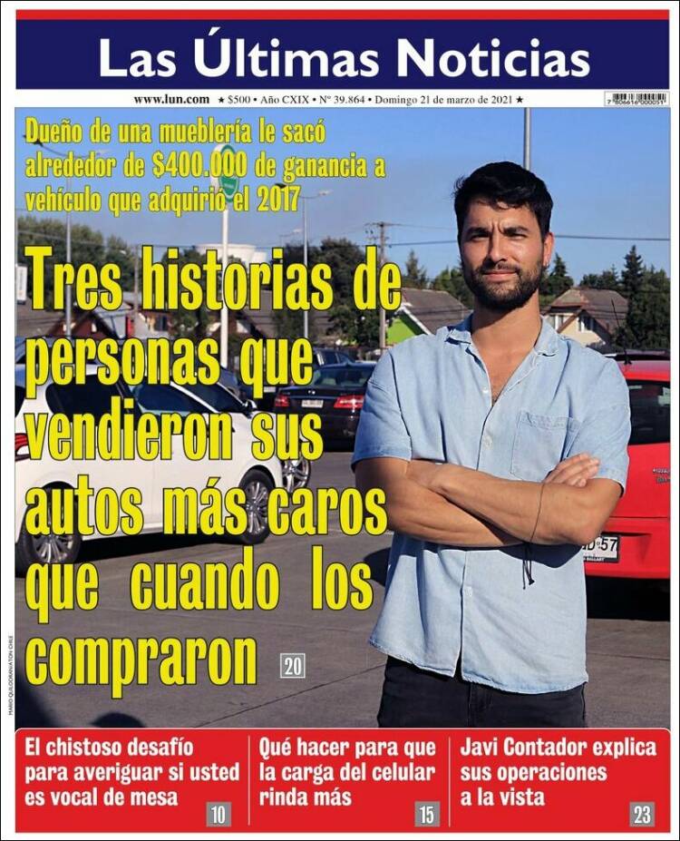 Portada de Las Últimas Noticias (Chile)