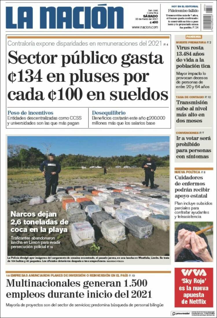 Portada de La Nación - Costa Rica (Costa Rica)
