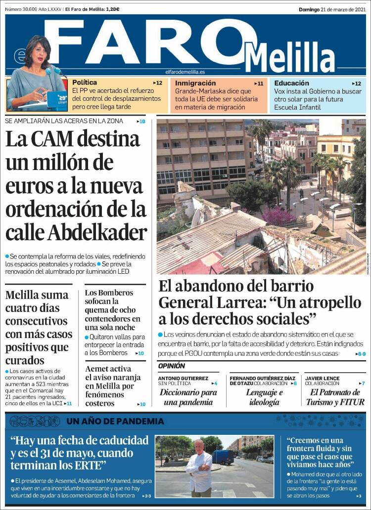 Portada de El Faro de Melilla (Espa&ntilde;a)