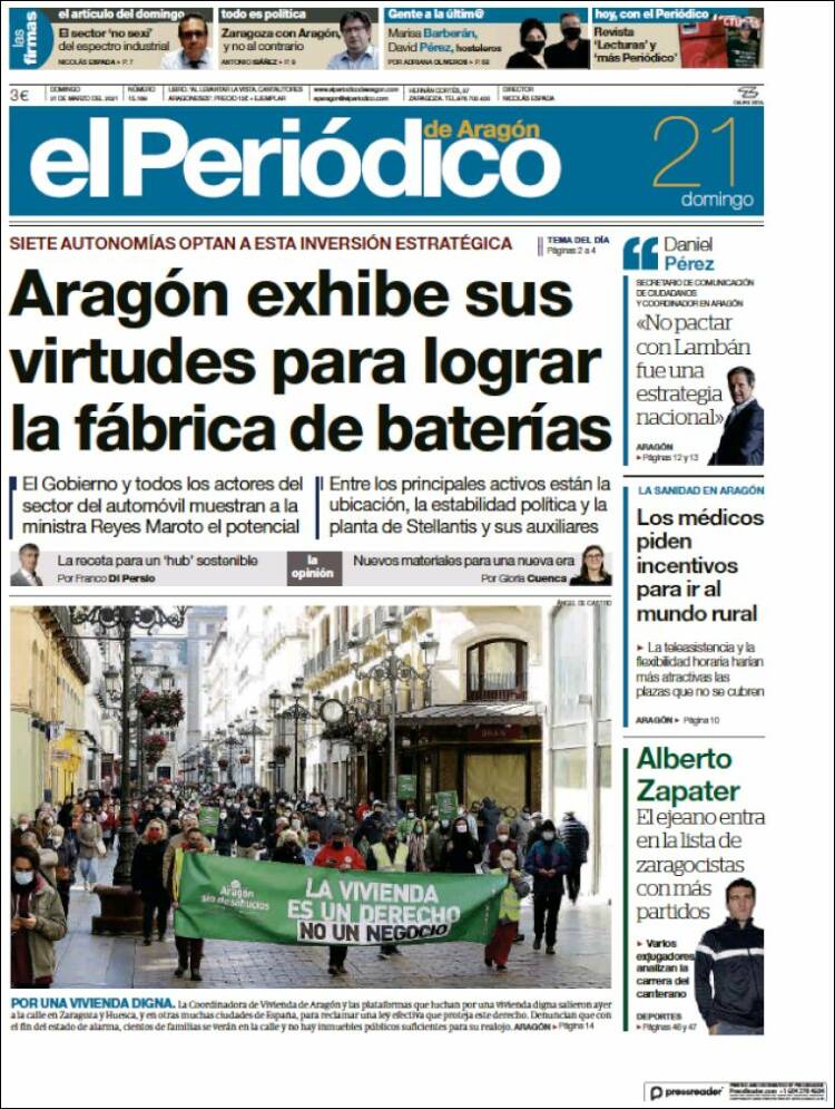 Portada de El Periódico de Aragón (Espa&ntilde;a)