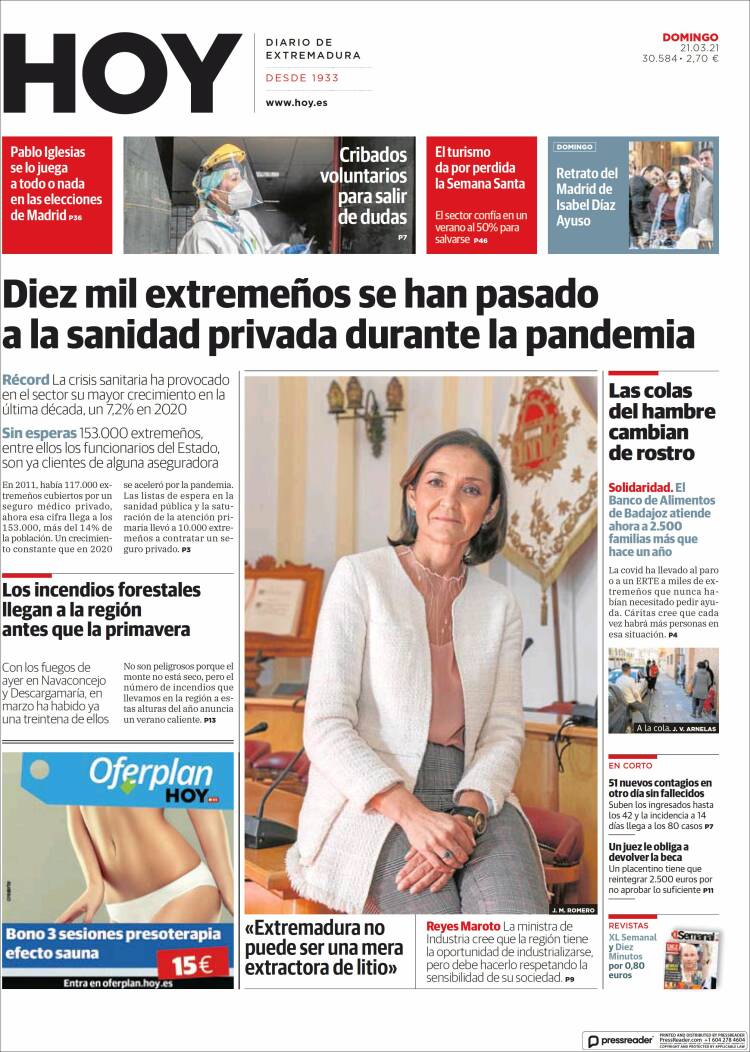 Portada de Hoy - Caceres (Espa&ntilde;a)