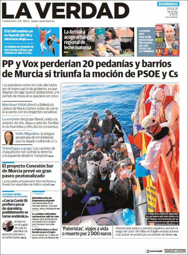 Portada de La Verdad de Murcia (Espa&ntilde;a)