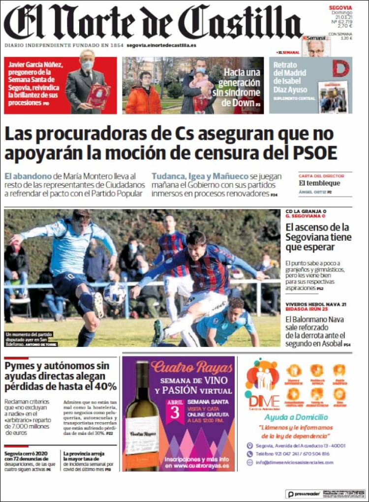 Portada de Norte de Castilla - Segovia (Espa&ntilde;a)