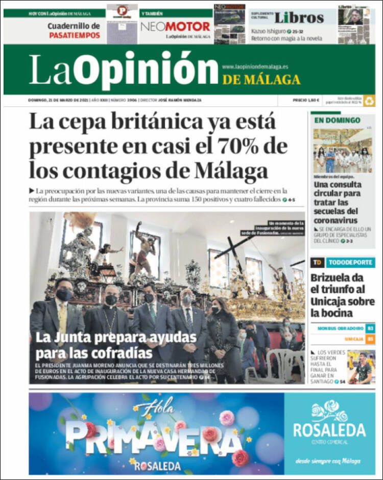 Portada de La Opinión de Málaga (Espa&ntilde;a)