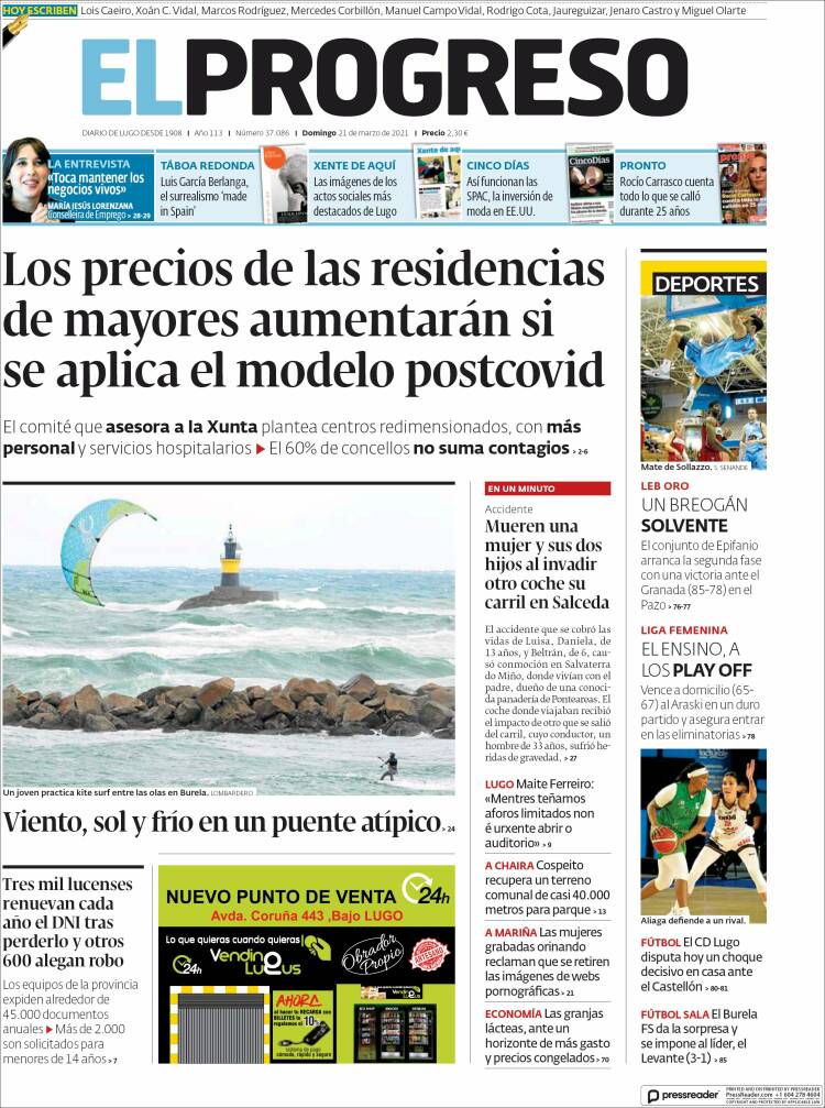 Portada de El Progreso (Espa&ntilde;a)