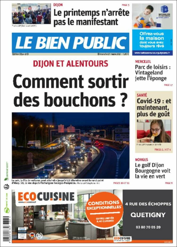 Portada de Le Bien Public (Francia)