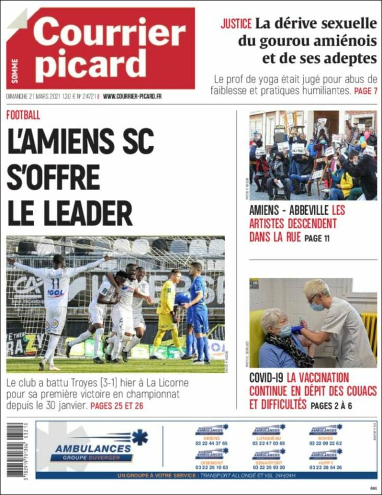 Portada de Courrier Picard (Francia)
