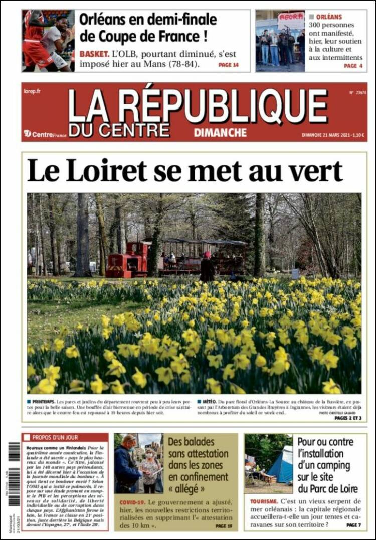 Portada de La République du Centre (Francia)