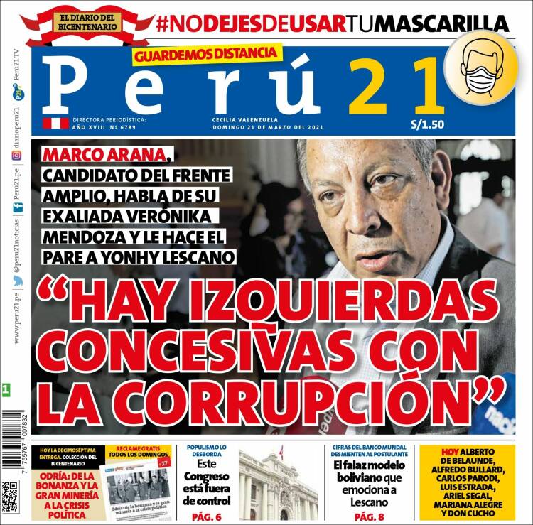 Portada de Perú 21 (Per&uacute;)