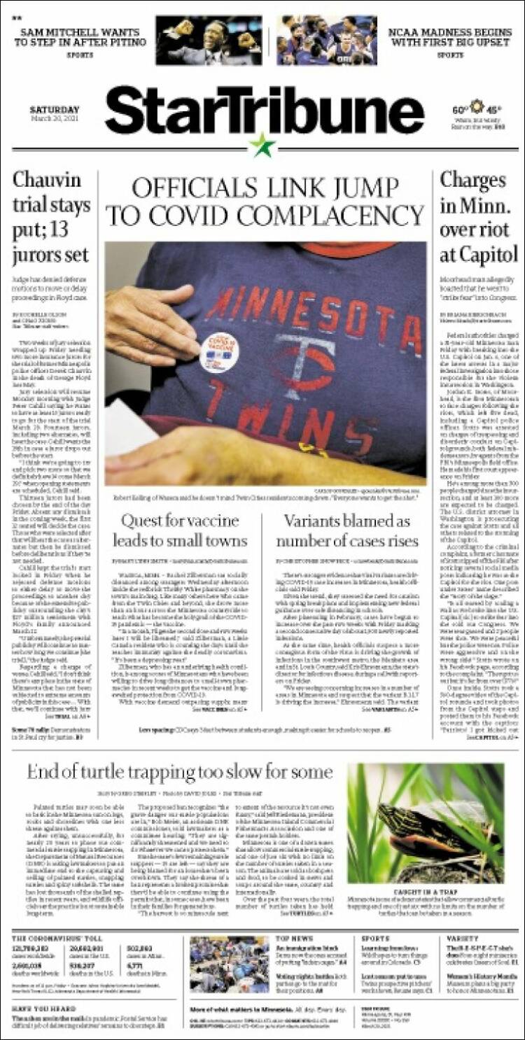 Portada de Star Tribune (USA)