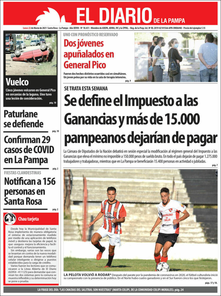 Portada de Diario de La Pampa (Argentina)