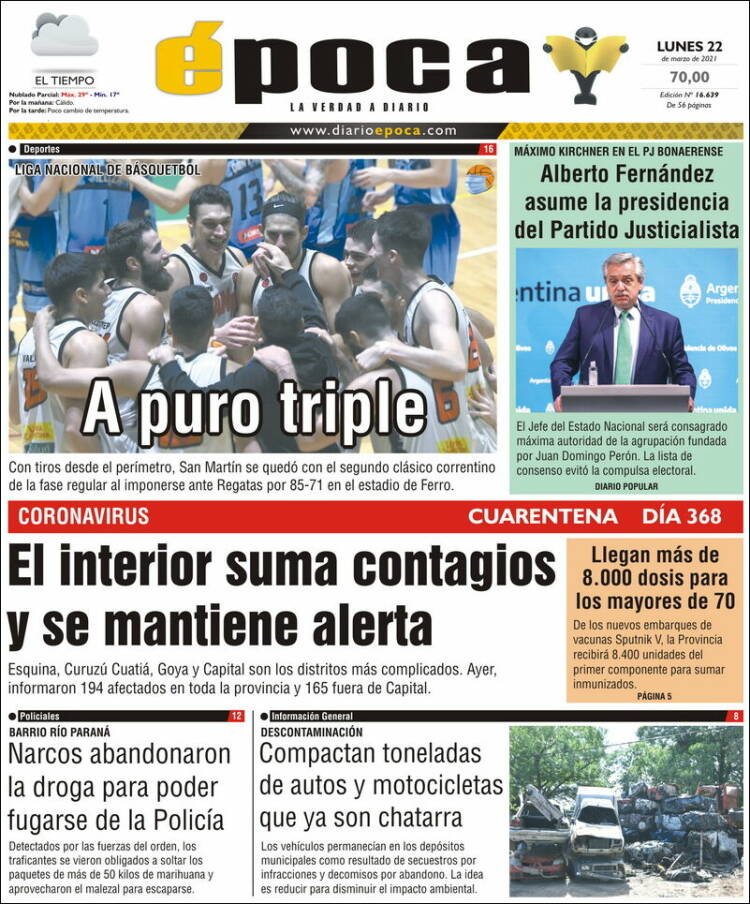 Portada de Diario Época (Argentina)