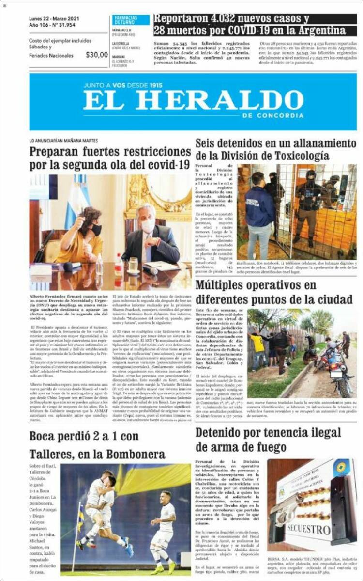 Portada de El Heraldo de Concordia (Argentina)
