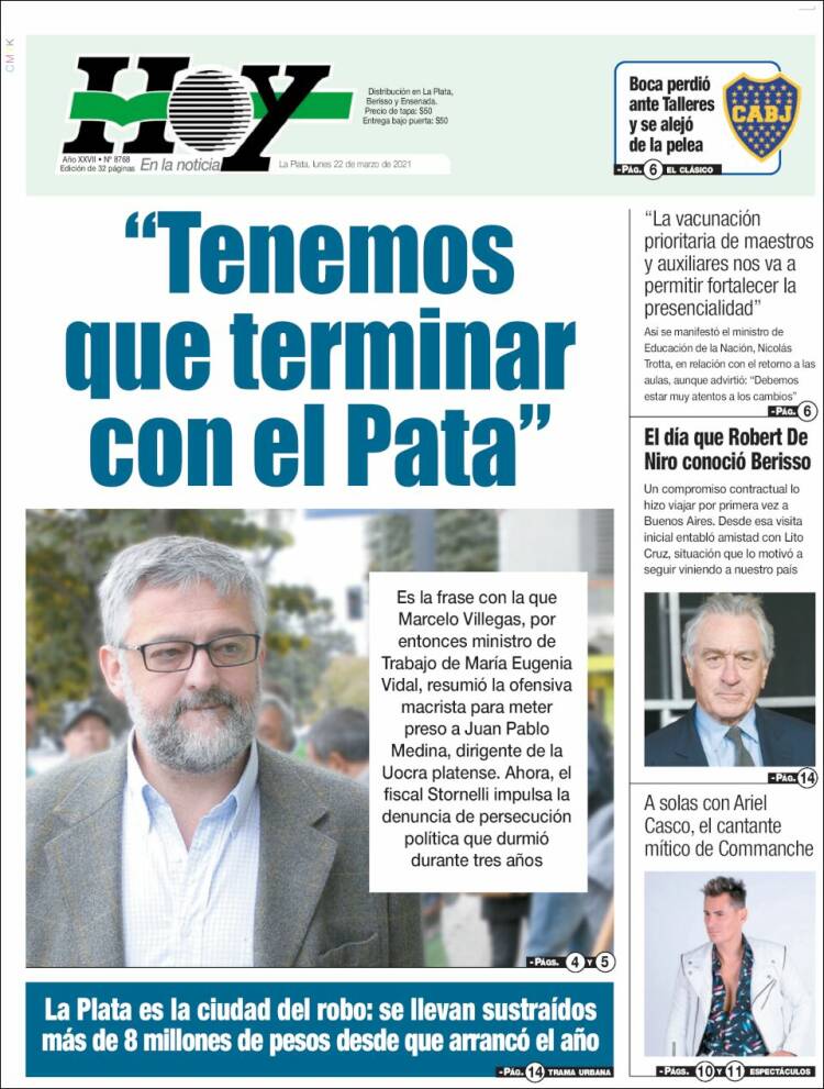 Portada de Diario Hoy (Argentina)