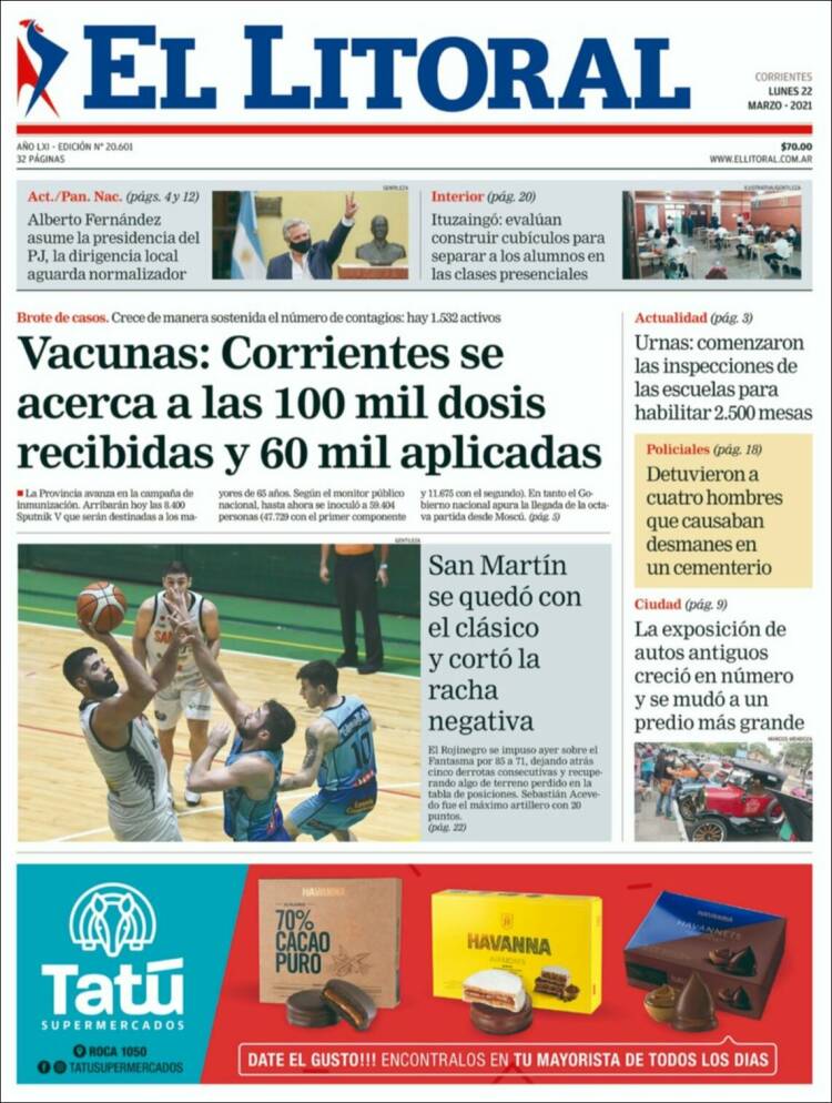 Portada de El Litoral Corrientes (Argentina)
