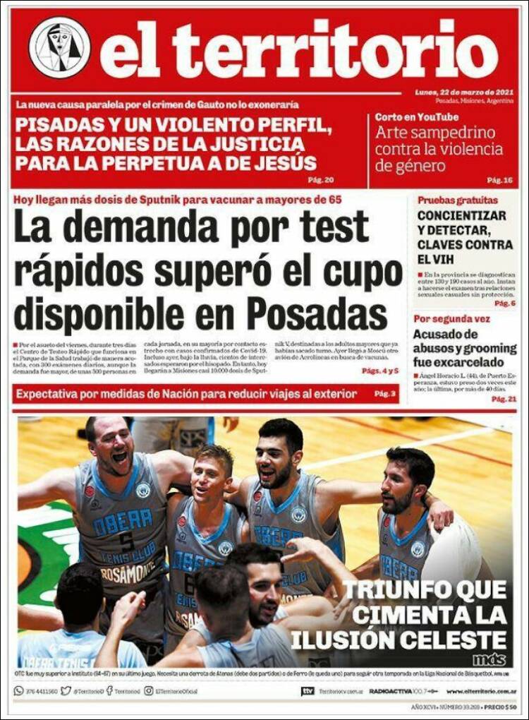 Portada de El Territorio (Argentina)