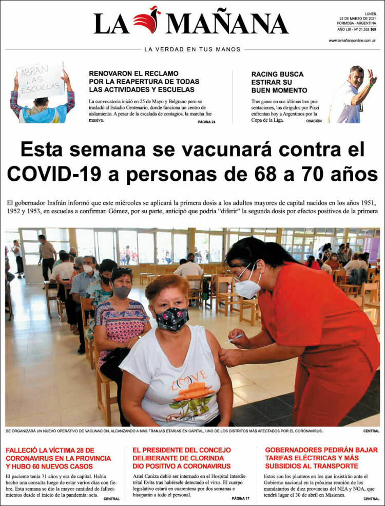 Portada de Diario La Mañana (Argentina)