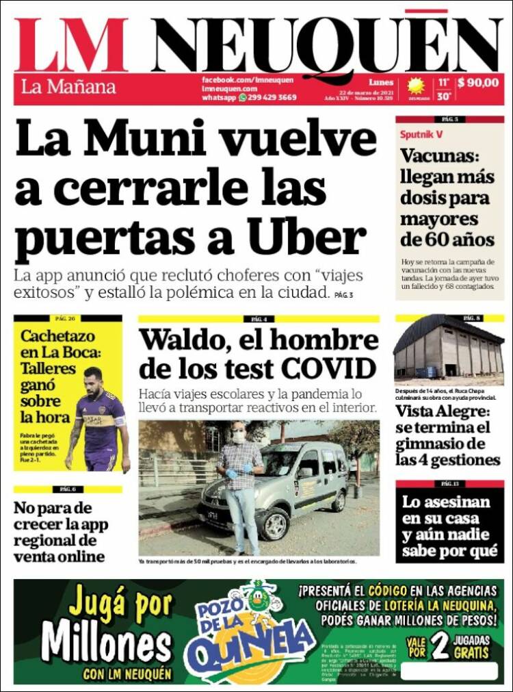 Portada de La Mañanade Neuquén (Argentina)