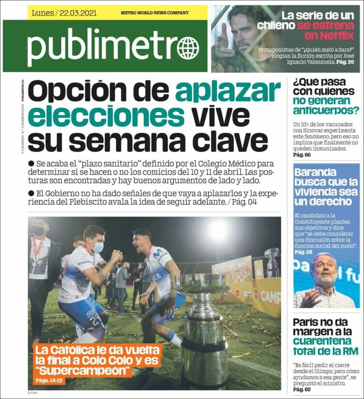 Portada de Publimetro (Chile)