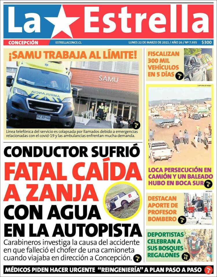 Portada de La Estrella de Concepción (Chile)