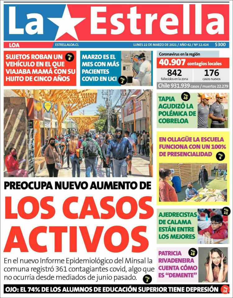 Portada de La Estrella de Loa (Chile)