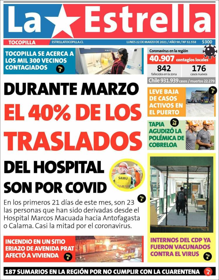 Portada de La Estrella de Tocopilla (Chile)