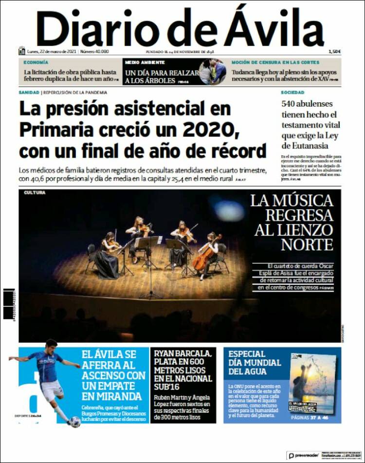 Portada de Diario de Ávila (España)