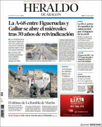 Portada de Heraldo de Aragón (España)