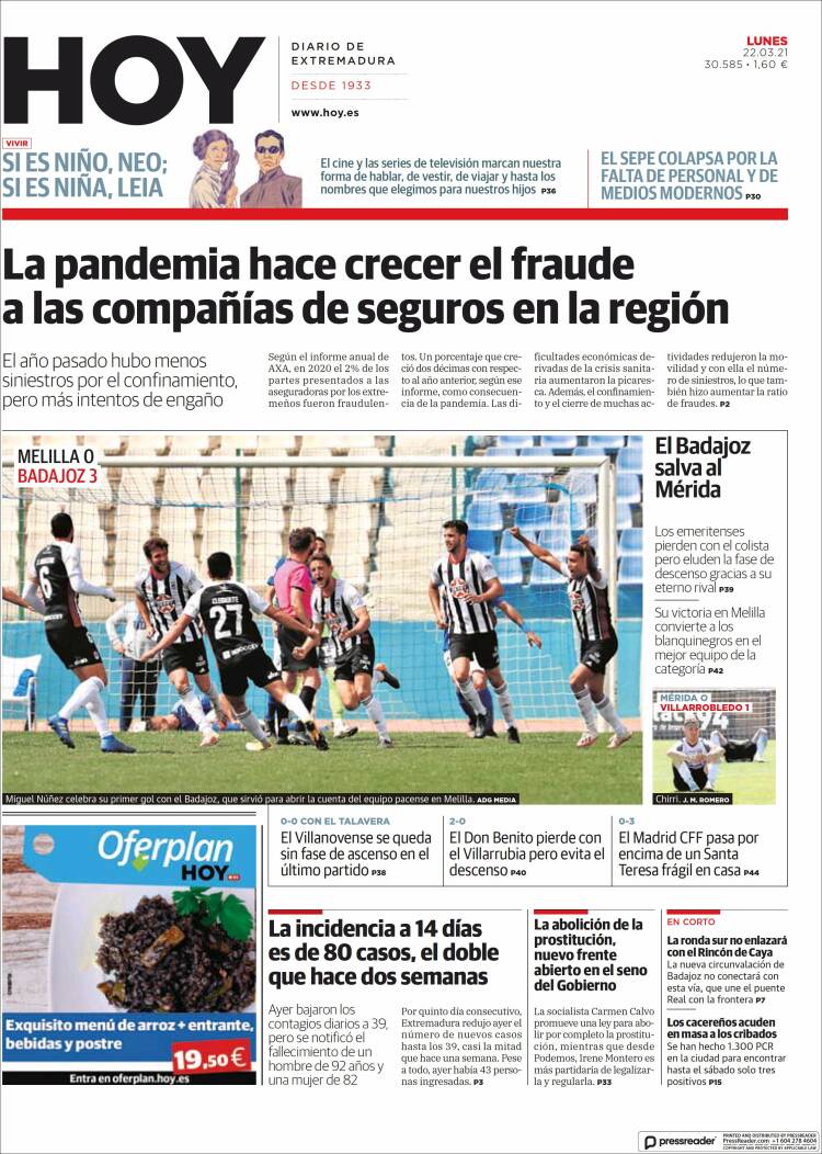 Portada de Hoy - Caceres (España)