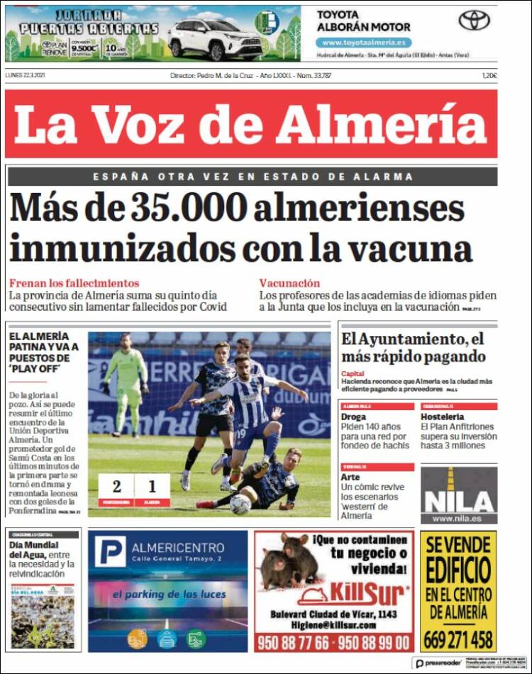Portada de La Voz de Almería (España)