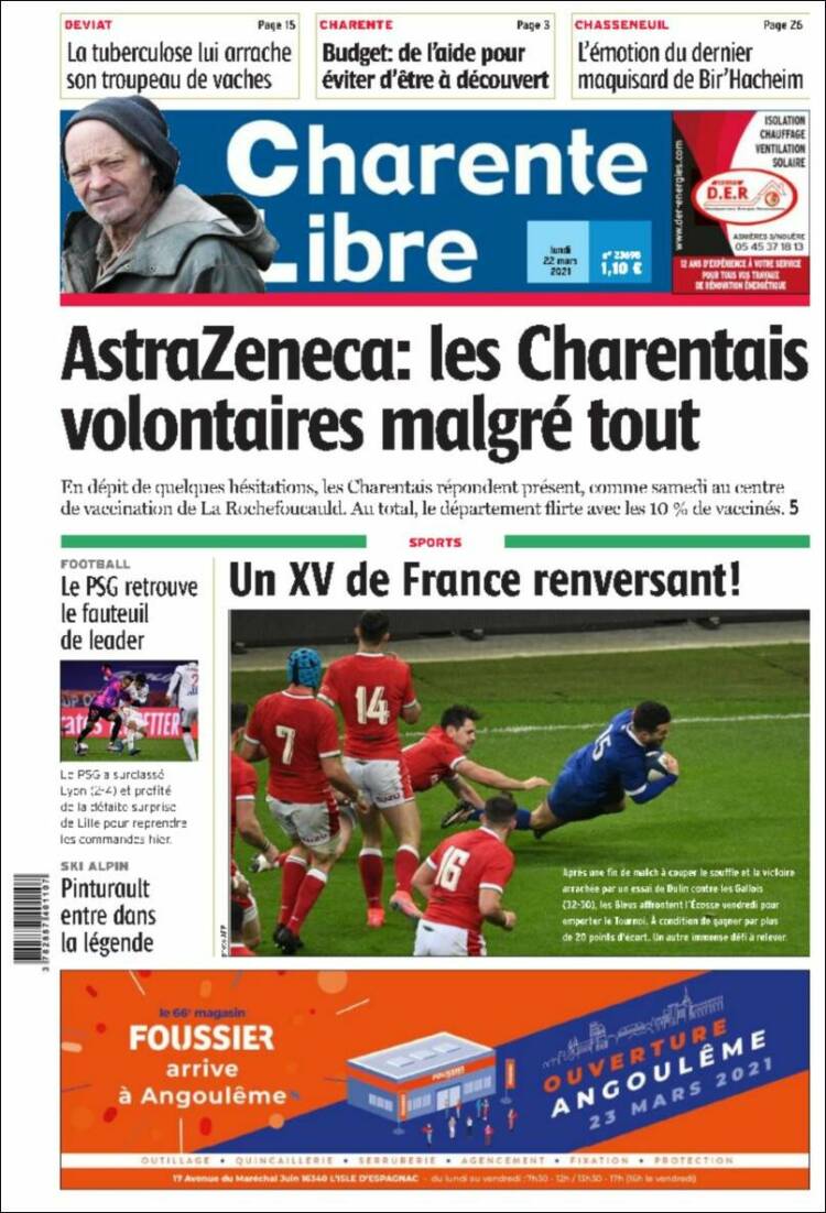 Portada de Charente Libre (Francia)