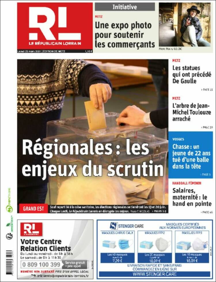 Portada de Le Republicain Lorrain (Francia)