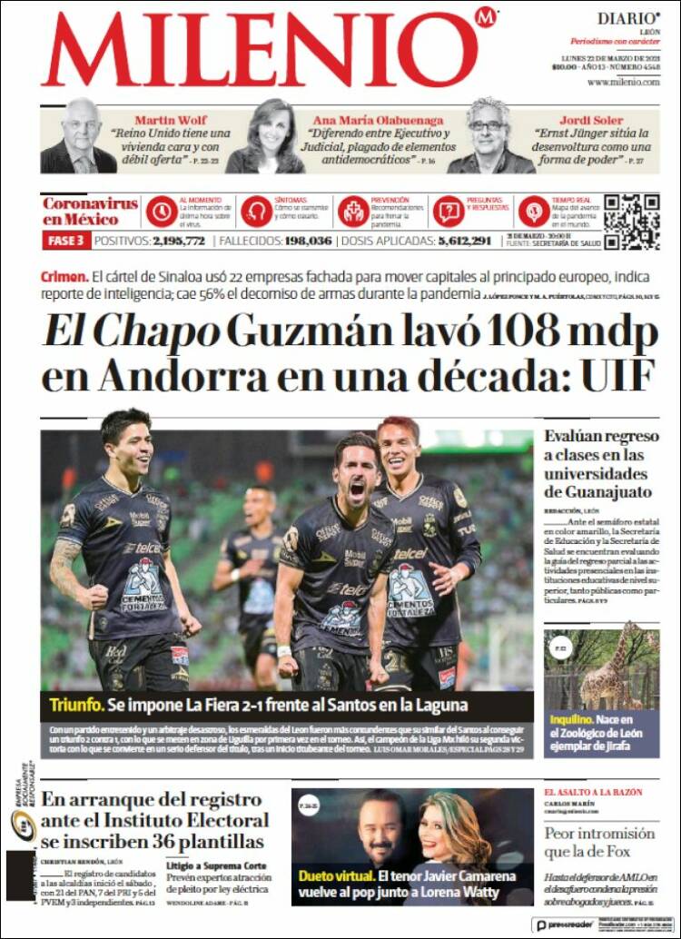 Portada de Milenio de León (México)