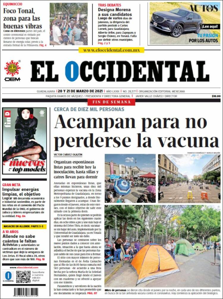 Portada de El Occidental (México)