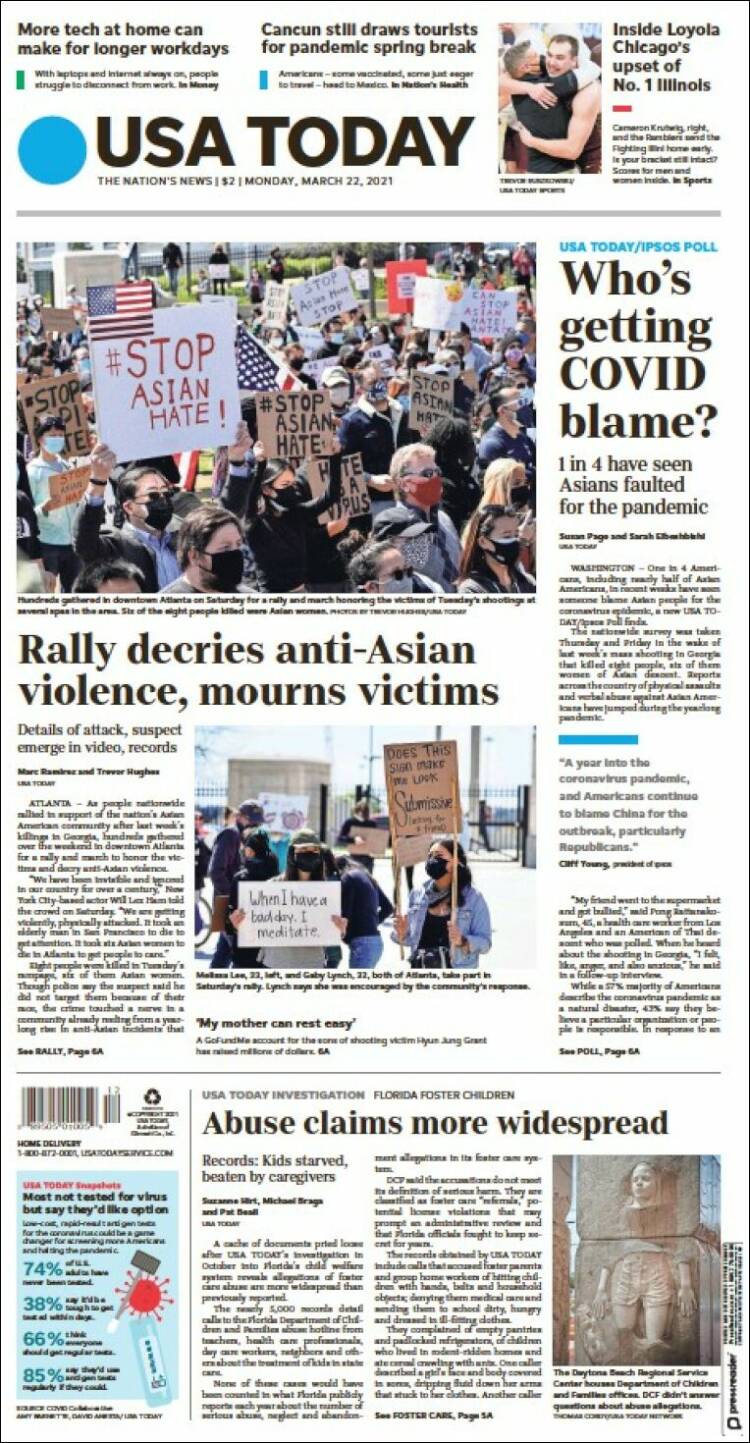 Portada de USA Today (USA)