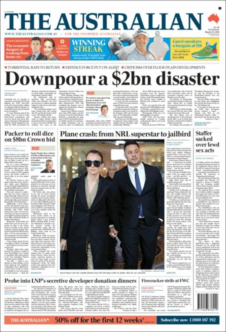 Portada de The Australian (Australia)