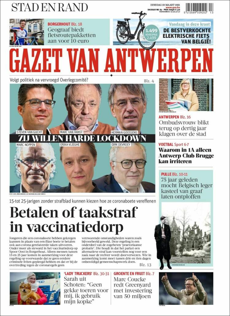 Portada de Gazet van Antwerpen (B&eacute;lgica)